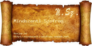 Mindszenti Szofron névjegykártya